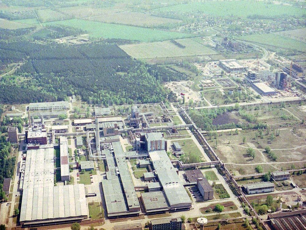 Premnitz from above - Modernisierungs- und Neubauarbeiten auf dem Werksgelände der MÄRKISCHEN FASER AG in Premnitz (Parkstraße, 14727 Premnitz, Tel.: 03386-242888).