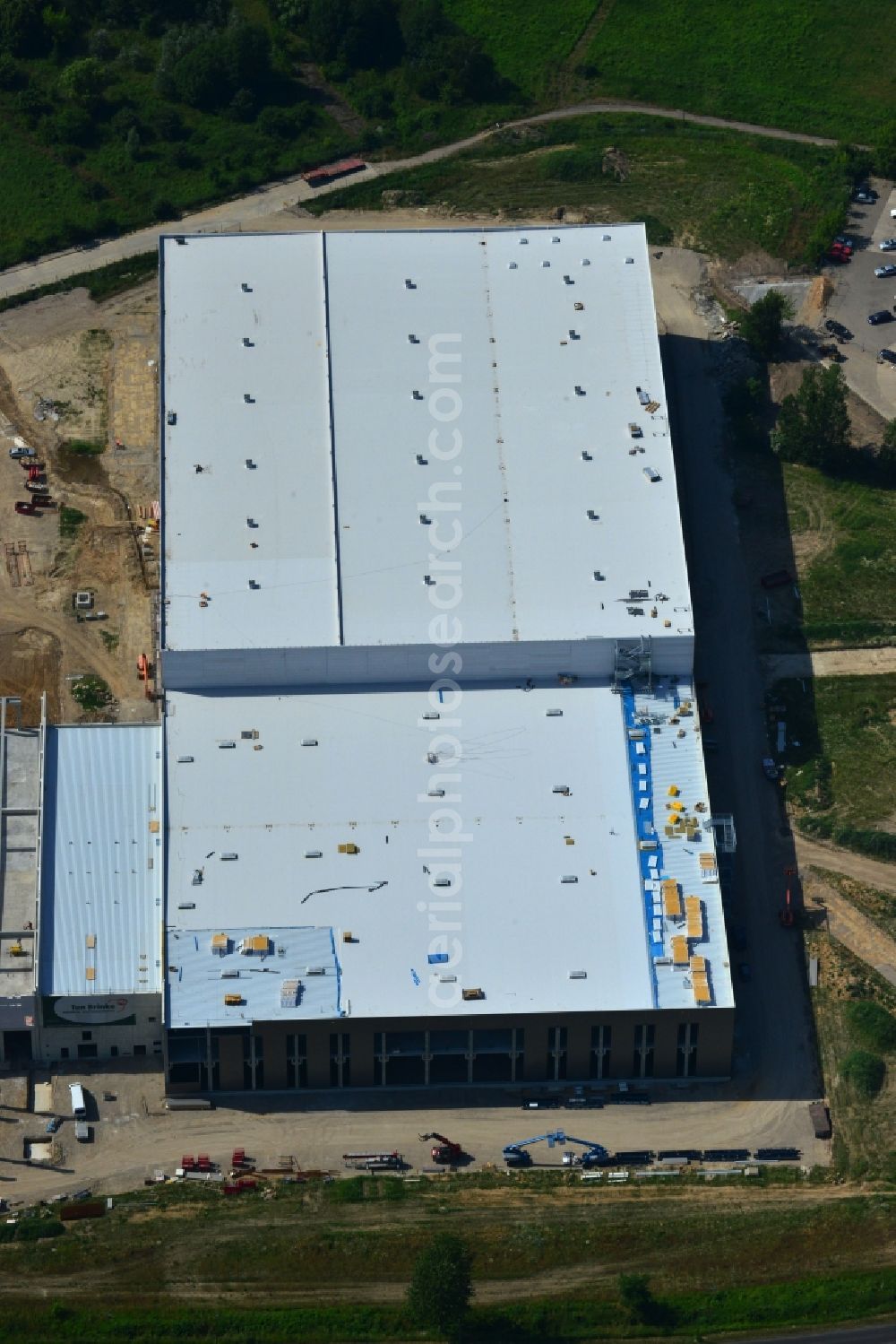 Hoppegarten from above - View of the new construction of the Europazentrale Clinton in Hoppegarten in the state of Brandenburg