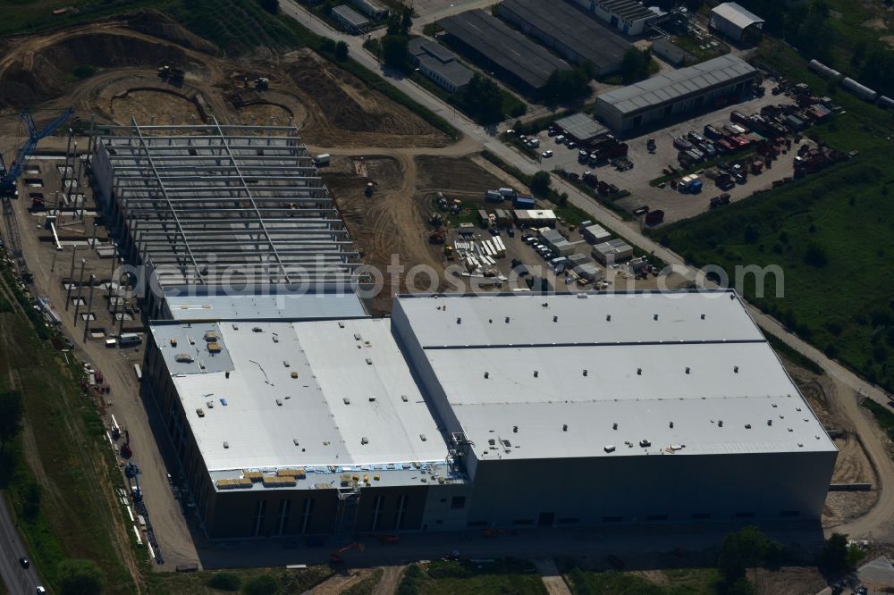 Aerial image Hoppegarten - View of the new construction of the Europazentrale Clinton in Hoppegarten in the state of Brandenburg