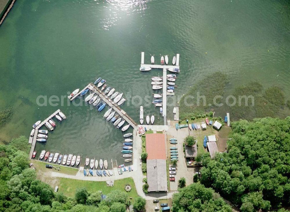 Waren / Müritz from above - Yachthafen der Sail Point Wassersportservice in Waren an der Müritz. Postanschrift: Gerhard-Hauptmann-Allee 27 in 17192 Waren, Tel.: 03991-666690 oder 0172- 8036633