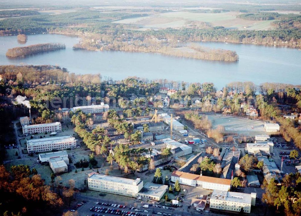 Bad Saarow from the bird's eye view: Erweiterungs- und Umbauarbeiten auf dem Gelände der Humaine Klinikum an der Pieskower Straße 33 in 15526 Bad Saarow. Tel.: 033631 - 70