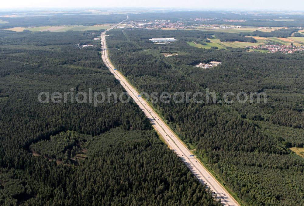 Sankt Gangloff from the bird's eye view: View of the motorway A9 near St. Gangloff in the state Thuringia