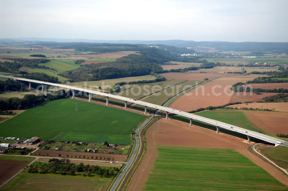 Aerial photograph Bösenrode - Blick auf die neue A 38 Brücke nordwestlich von Bösenrode A 38 .