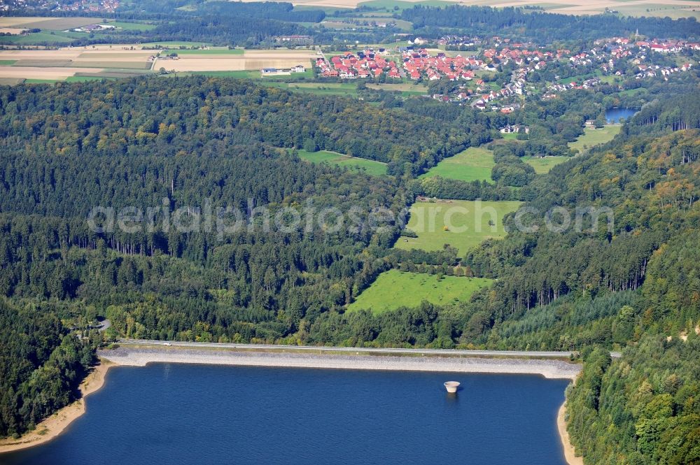 Aerial image Bad Wünnenberg - View of Aabachtalsperre in Bad Wuennenberg in the state North Rhine-Westphalia