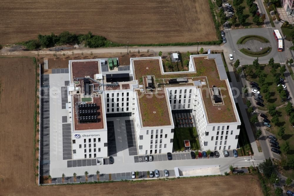 Mainz from the bird's eye view: New construction building Aareon Bank headquarters in Mainz - Gonsenheim in Rhineland-Palatinate