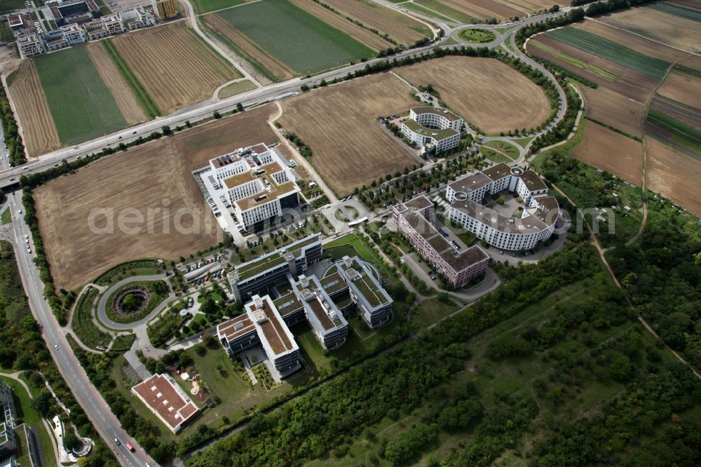 Aerial photograph Mainz - New construction building Aareon Bank headquarters in Mainz - Gonsenheim in Rhineland-Palatinate