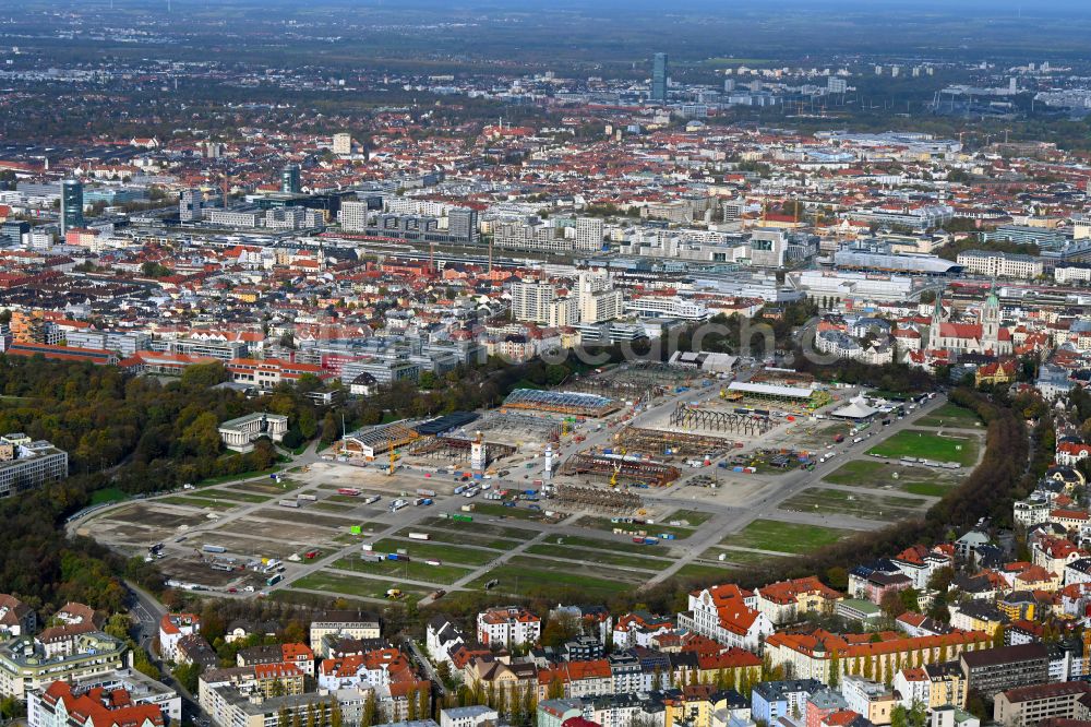 Aerial image München - Area of the Munich Oktoberfest at the Theresienwiese in Munich, Bavaria