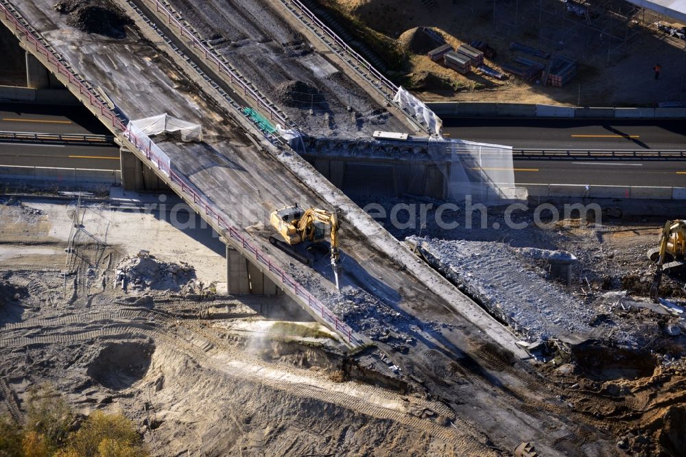 Groß Ziethen from above - Construction site of the junction Havelland at the motorway A10 and A24 in the state Brandenburg