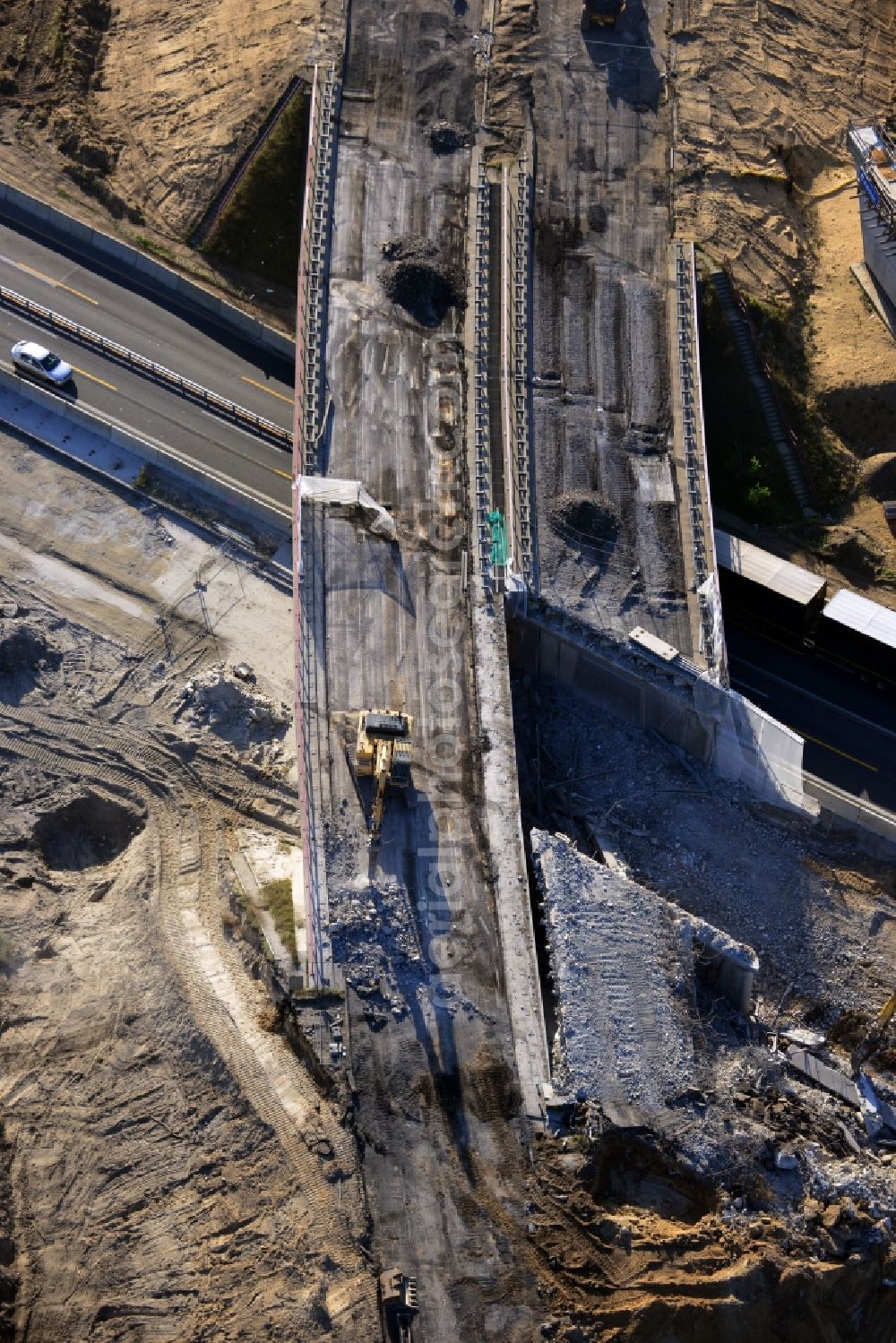 Aerial image Groß Ziethen - Construction site of the junction Havelland at the motorway A10 and A24 in the state Brandenburg