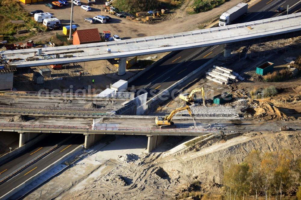 Aerial photograph Groß Ziethen - Construction site of the junction Havelland at the motorway A10 and A24 in the state Brandenburg