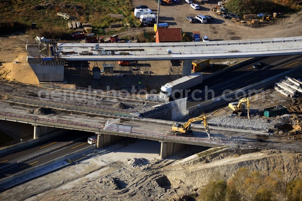 Groß Ziethen from above - Construction site of the junction Havelland at the motorway A10 and A24 in the state Brandenburg