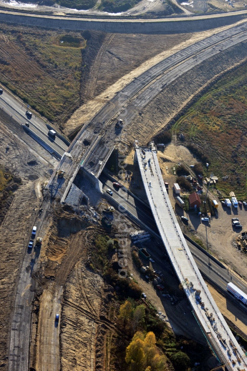 Aerial image Groß Ziethen - Construction site of the junction Havelland at the motorway A10 and A24 in the state Brandenburg