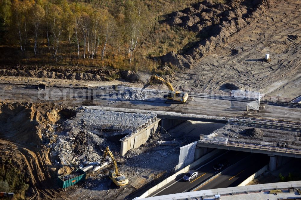 Aerial photograph Groß Ziethen - Construction site of the junction Havelland at the motorway A10 and A24 in the state Brandenburg