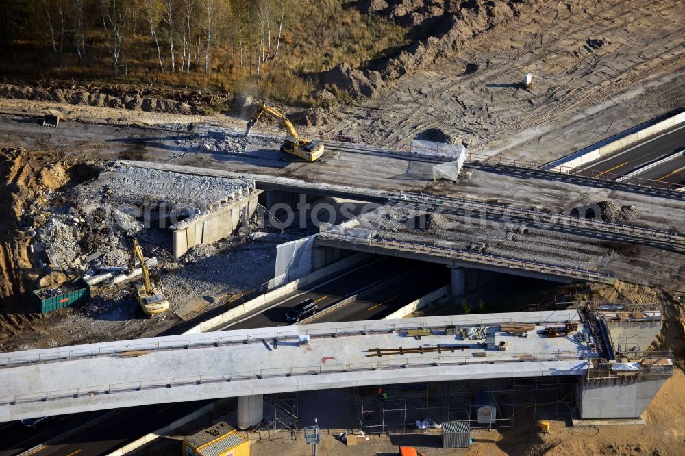 Groß Ziethen from above - Construction site of the junction Havelland at the motorway A10 and A24 in the state Brandenburg