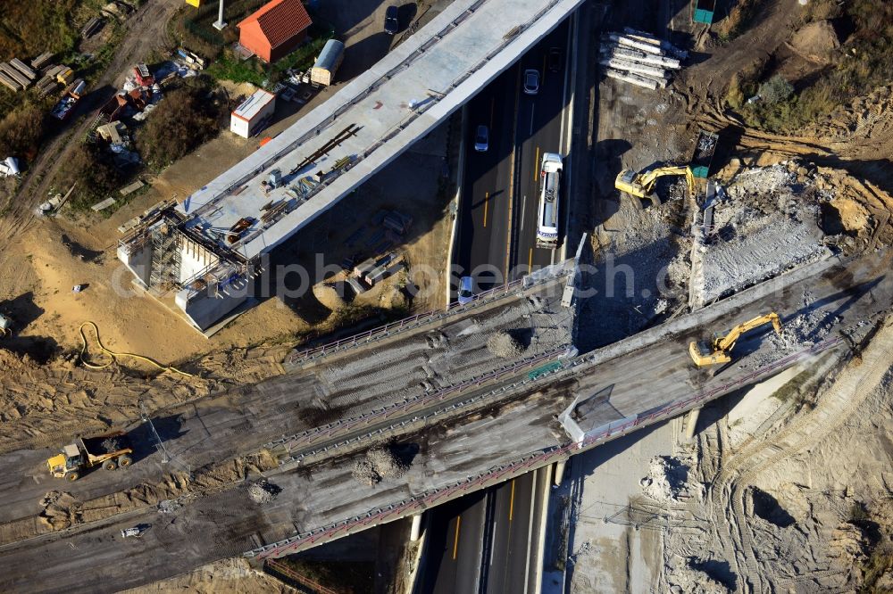 Aerial image Groß Ziethen - Construction site of the junction Havelland at the motorway A10 and A24 in the state Brandenburg