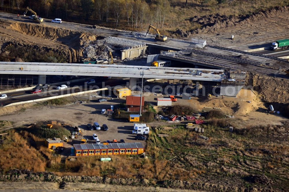 Aerial image Groß Ziethen - Construction site of the junction Havelland at the motorway A10 and A24 in the state Brandenburg