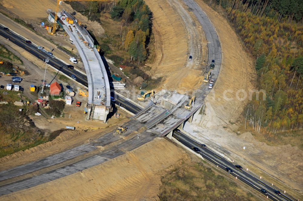 Aerial image Groß Ziethen - Construction site of the junction Havelland at the motorway A10 and A24 in the state Brandenburg