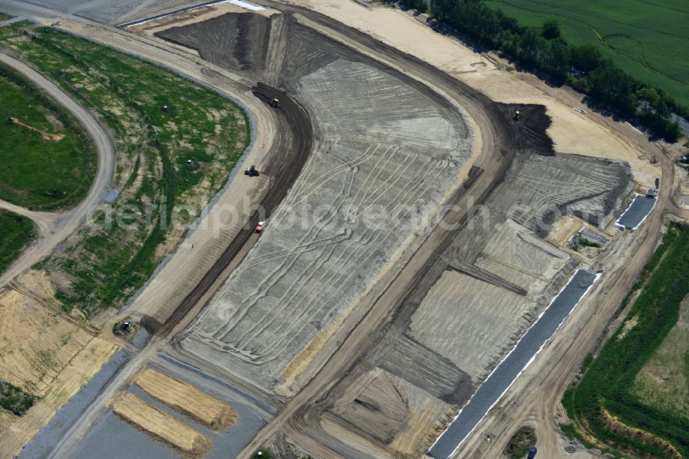 Panketal OT Schwanebeck from the bird's eye view: Restoration and filling works on the BSR - waste landfill Schwanebeck in Panketal in Brandenburg