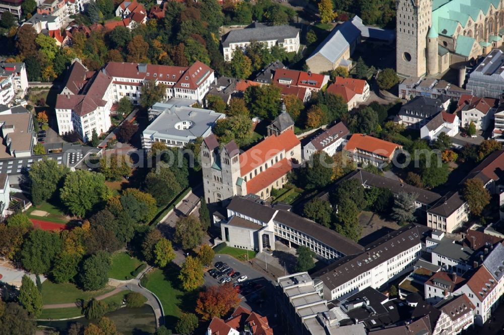 Paderborn from the bird's eye view: View the Abdinghof church near the Paderborner Dom in Paderborn in North Rhine-Westphalia