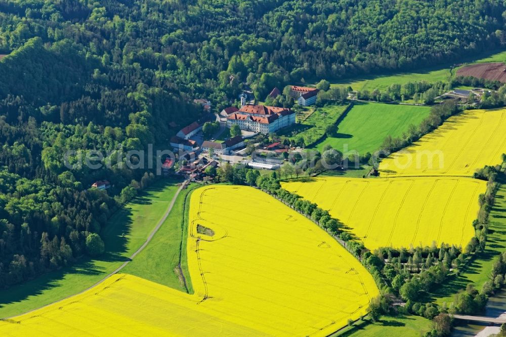 Aerial image Schäftlarn - Complex of buildings of the monastery Schaeftlarn in Schaeftlarn in the state Bavaria, Germany