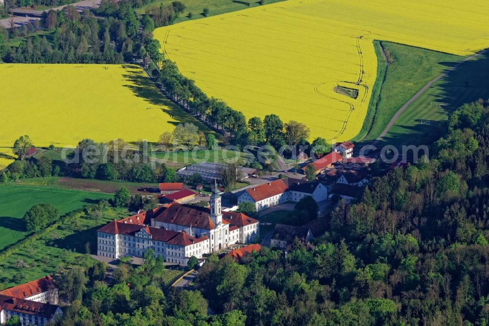 Aerial photograph Schäftlarn - Complex of buildings of the monastery Schaeftlarn in Schaeftlarn in the state Bavaria, Germany