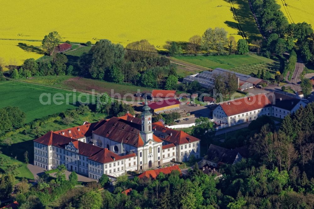 Schäftlarn from the bird's eye view: Complex of buildings of the monastery Schaeftlarn in Schaeftlarn in the state Bavaria, Germany