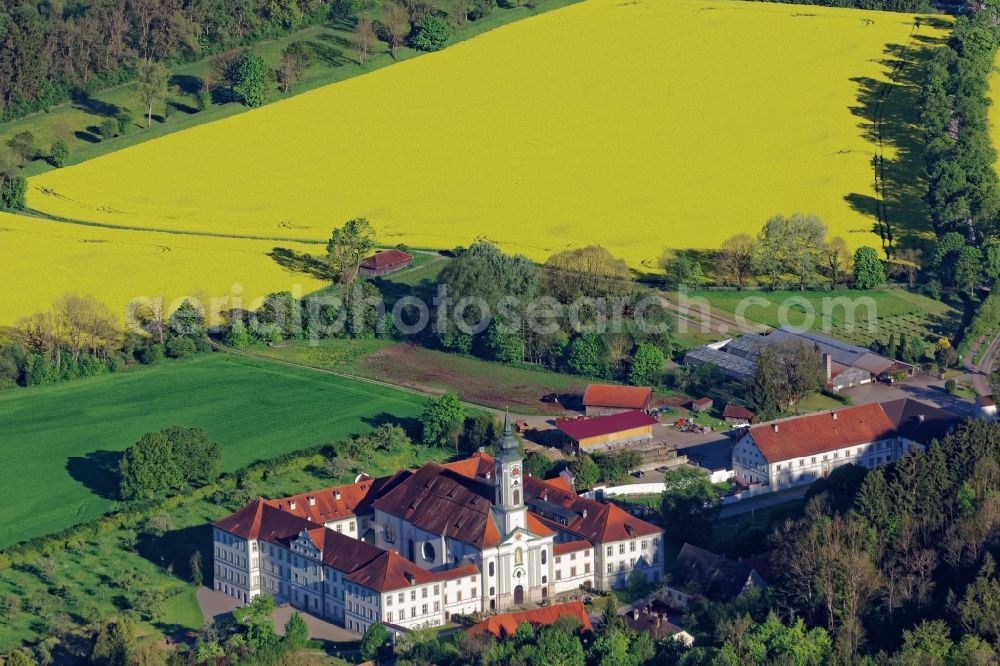 Aerial image Schäftlarn - Complex of buildings of the monastery Schaeftlarn in Schaeftlarn in the state Bavaria, Germany