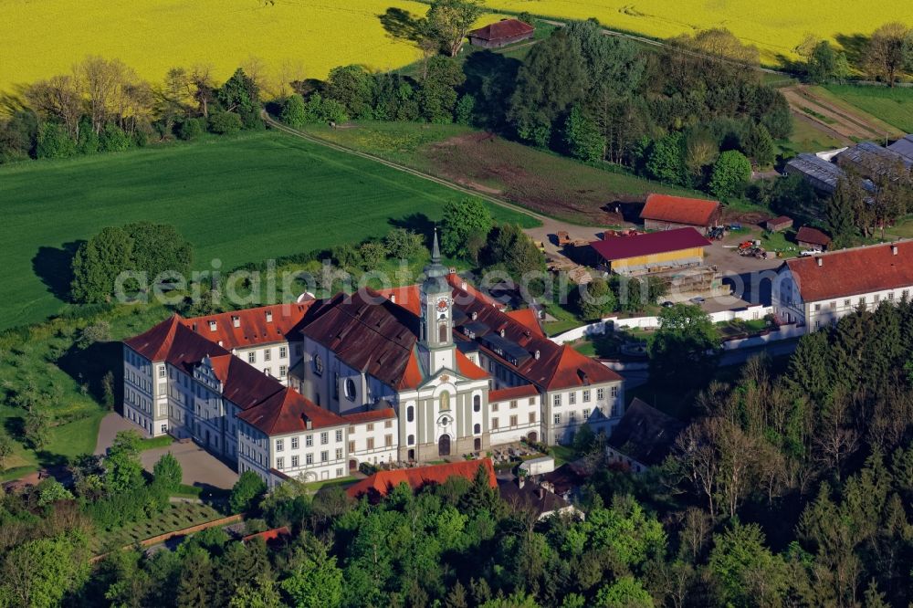 Aerial photograph Schäftlarn - Complex of buildings of the monastery Schaeftlarn in Schaeftlarn in the state Bavaria, Germany