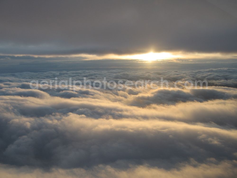 Aerial photograph Neu-Ulm - Sunset scene with layer clouds in Neu-Ulm in bavaria