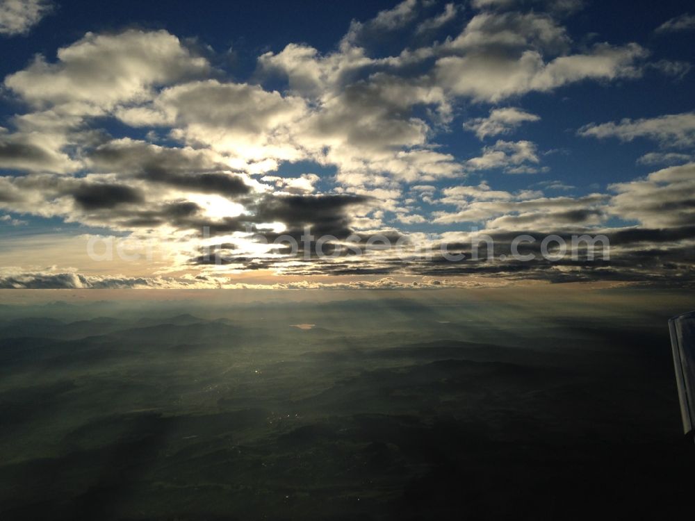 Aerial image Vöcklabruck - Evening landscape with sunset-at Voecklabruck in Austria