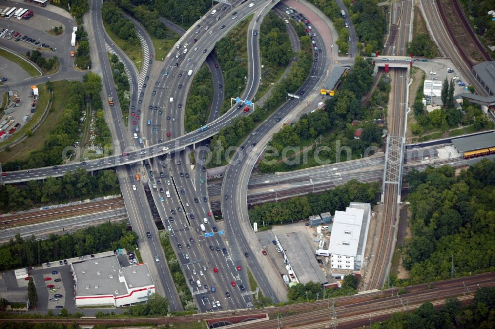 Aerial image Berlin - Road on the descent and the tangent of the urban motorway A100 in Charlottenburg in Berlin