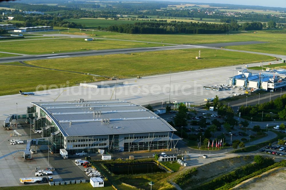 Laage from above - Dispatch building and terminals on the premises of the airport Rostock Airport in Laage in the state Mecklenburg - Western Pomerania, Germany