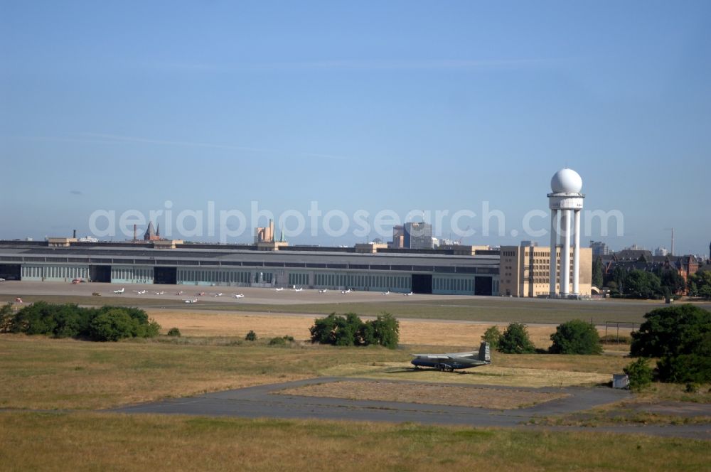 Berlin from above - Dispatch building and terminals on the premises of the airport in the district Tempelhof in Berlin, Germany