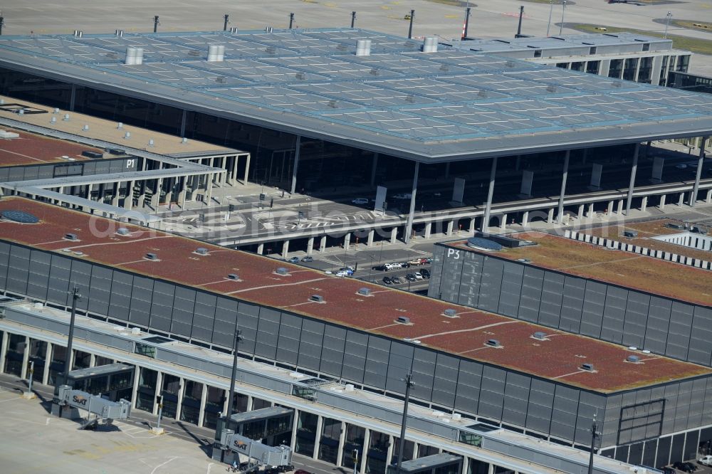 Aerial image Schönefeld - Dispatch building and terminals on the premises of the airport BER in Schoenefeld in the state Brandenburg