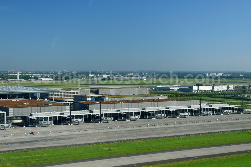 Aerial image Schönefeld - Dispatch building and terminals on the premises of the airport BER in Schoenefeld in the state Brandenburg