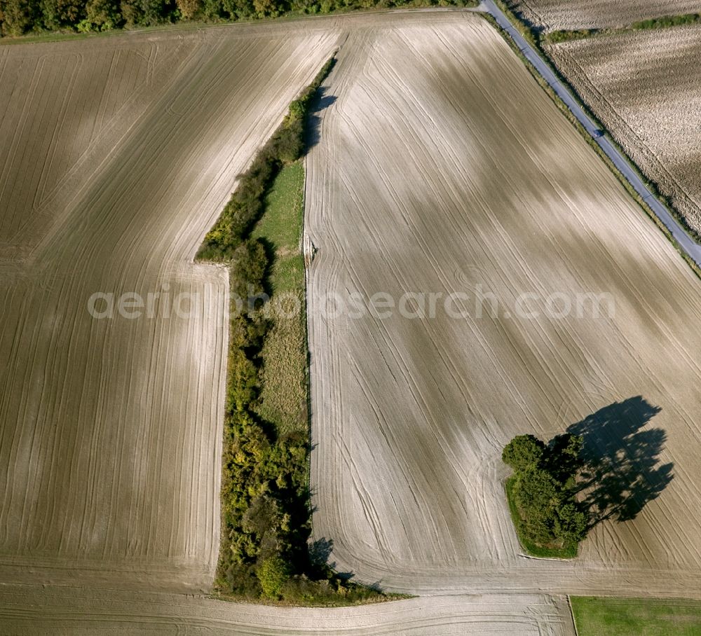 Hamm from above - Harvested and plowed fields near Hamm in North Rhine-Westphalia