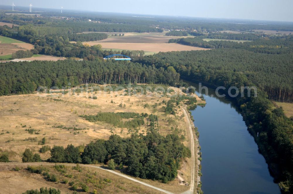 Ihleburg from the bird's eye view: Blick auf eine Ablagerungsfläche am Elbe-Havel-Kanal bei Ihleburg. Ein Projekt des WSV: Wasserstraßen-Neubauamt Magdeburg, 39106 Magdeburg, Tel. +49(0)391 535-0, email: wna-magdeburg@wsv.bund.de