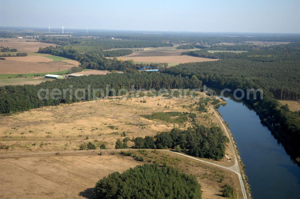 Aerial image Ihleburg - Blick auf eine Ablagerungsfläche am Elbe-Havel-Kanal bei Ihleburg. Ein Projekt des WSV: Wasserstraßen-Neubauamt Magdeburg, 39106 Magdeburg, Tel. +49(0)391 535-0, email: wna-magdeburg@wsv.bund.de