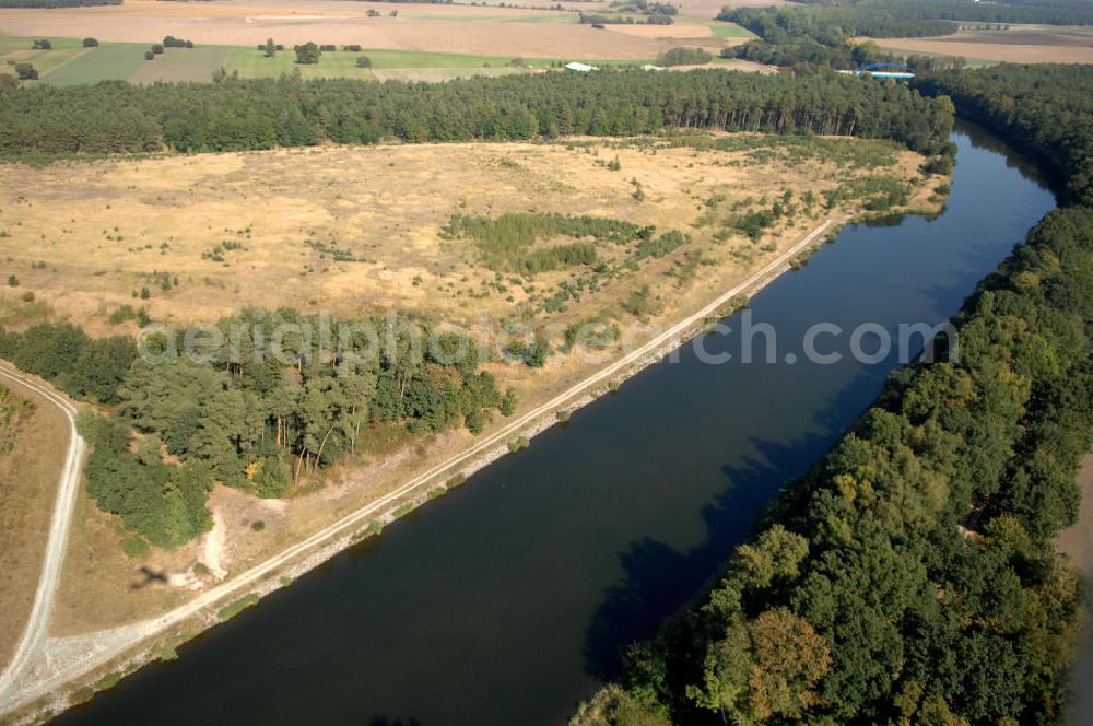 Aerial photograph Ihleburg - Blick auf eine Ablagerungsfläche am Elbe-Havel-Kanal bei Ihleburg. Ein Projekt des WSV: Wasserstraßen-Neubauamt Magdeburg, 39106 Magdeburg, Tel. +49(0)391 535-0, email: wna-magdeburg@wsv.bund.de