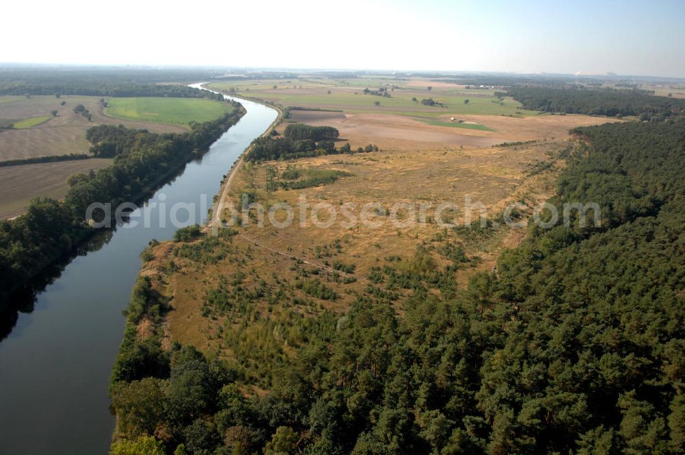 Ihleburg from the bird's eye view: Blick auf eine Ablagerungsfläche am Elbe-Havel-Kanal bei Ihleburg. Ein Projekt des WSV: Wasserstraßen-Neubauamt Magdeburg, 39106 Magdeburg, Tel. +49(0)391 535-0, email: wna-magdeburg@wsv.bund.de