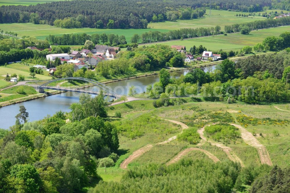 Aerial image Kade OT Kader Schleuse - Deposition surface at the Kader bridge over the Elbe-Havel-Canel in the state Saxony-Anhalt