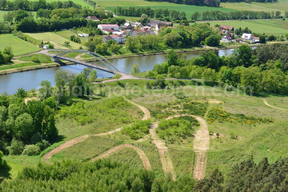 Aerial photograph Kade OT Kader Schleuse - Deposition surface at the Kader bridge over the Elbe-Havel-Canel in the state Saxony-Anhalt