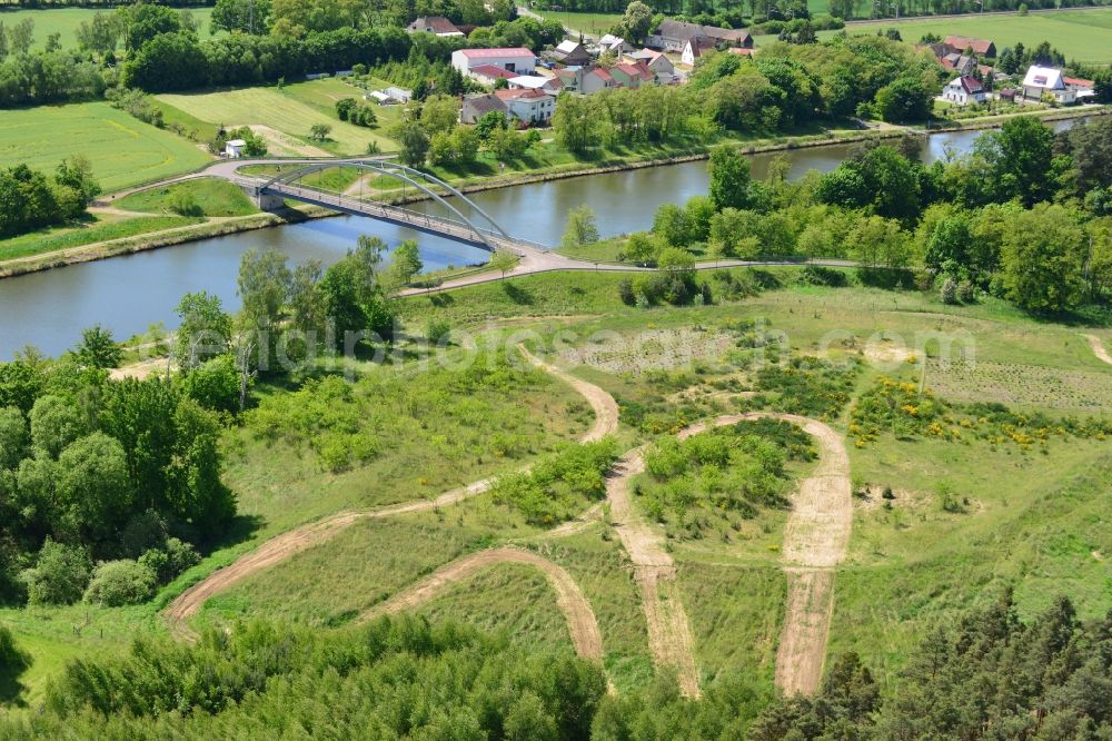 Kade OT Kader Schleuse from above - Deposition surface at the Kader bridge over the Elbe-Havel-Canel in the state Saxony-Anhalt