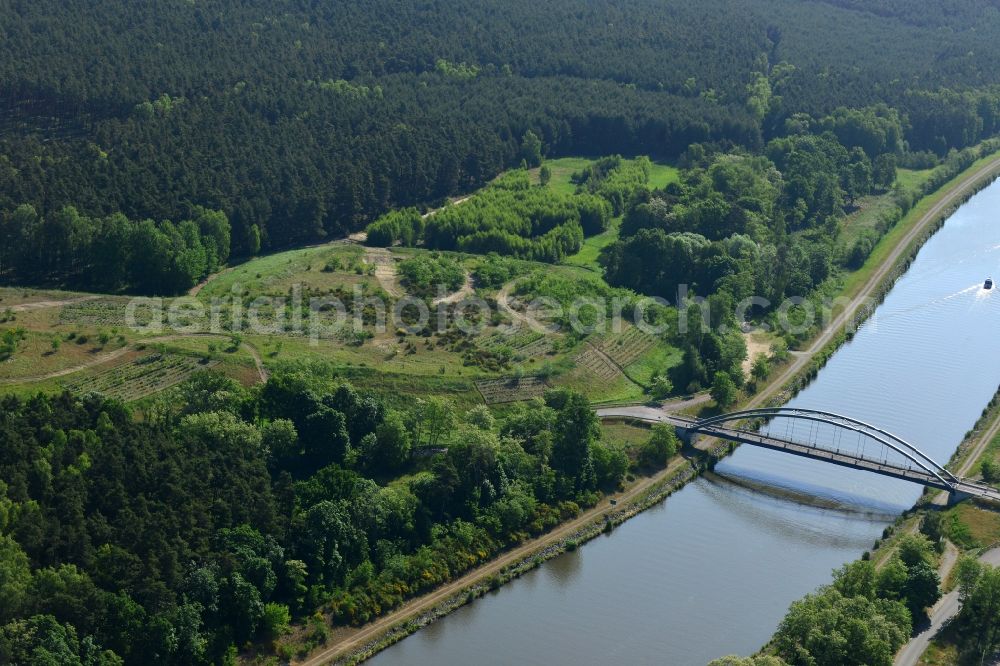 Kade from above - Deposition surface at the Kader bridge over the Elbe-Havel-Canel in the state Saxony-Anhalt