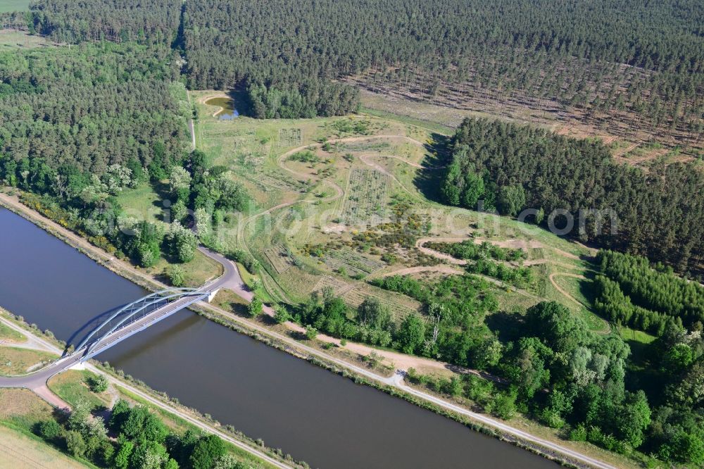 Kade from the bird's eye view: Deposition surface at the Kader bridge over the Elbe-Havel-Canel in the state Saxony-Anhalt