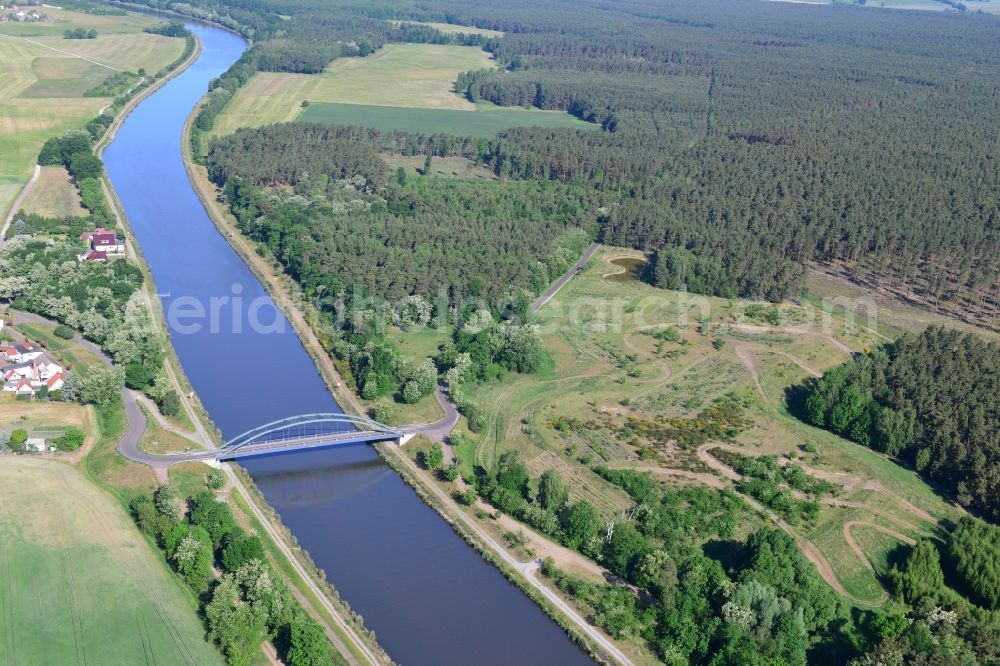 Aerial photograph Kade - Deposition surface at the Kader bridge over the Elbe-Havel-Canel in the state Saxony-Anhalt