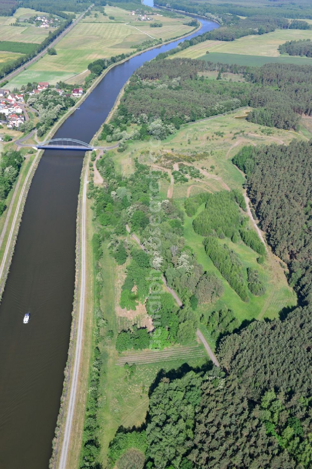 Kade from above - Deposition surface at the Kader bridge over the Elbe-Havel-Canel in the state Saxony-Anhalt