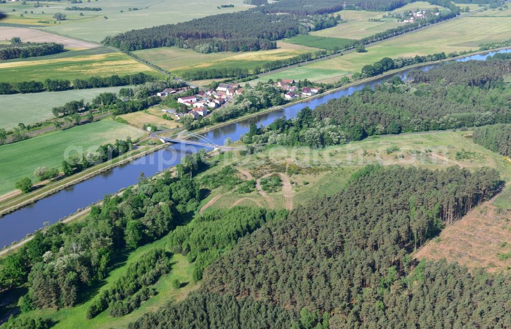 Kade from the bird's eye view: Deposition surface at the Kader bridge over the Elbe-Havel-Canel in the state Saxony-Anhalt