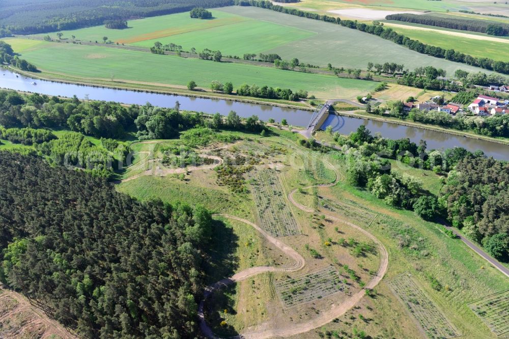 Aerial photograph Kade - Deposition surface at the Kader bridge over the Elbe-Havel-Canel in the state Saxony-Anhalt