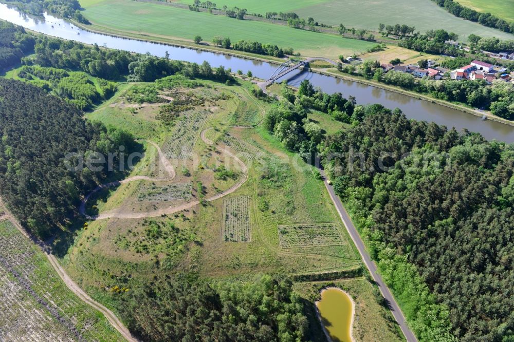 Kade from above - Deposition surface at the Kader bridge over the Elbe-Havel-Canel in the state Saxony-Anhalt